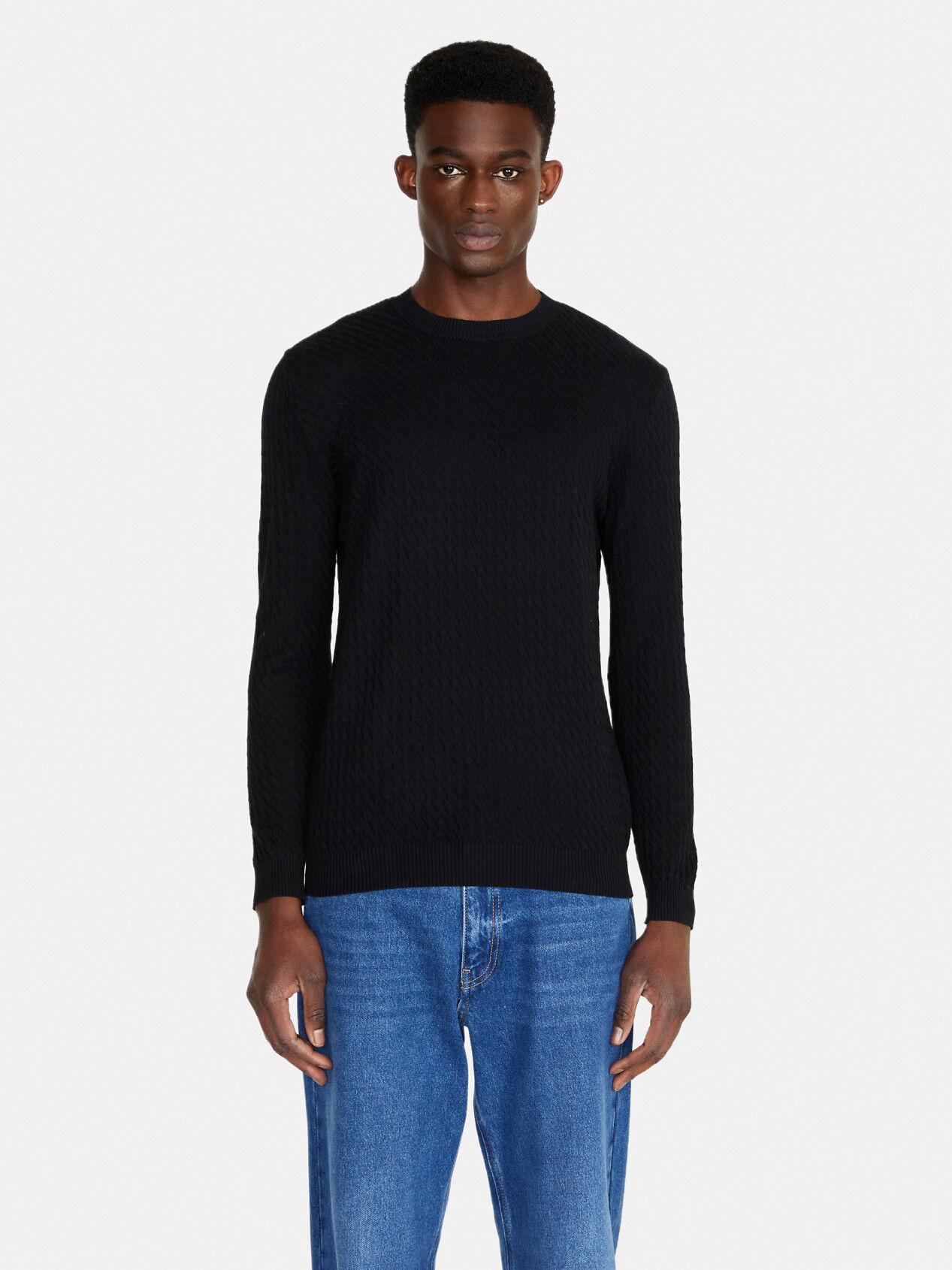 Black knit sales crew neck sweater