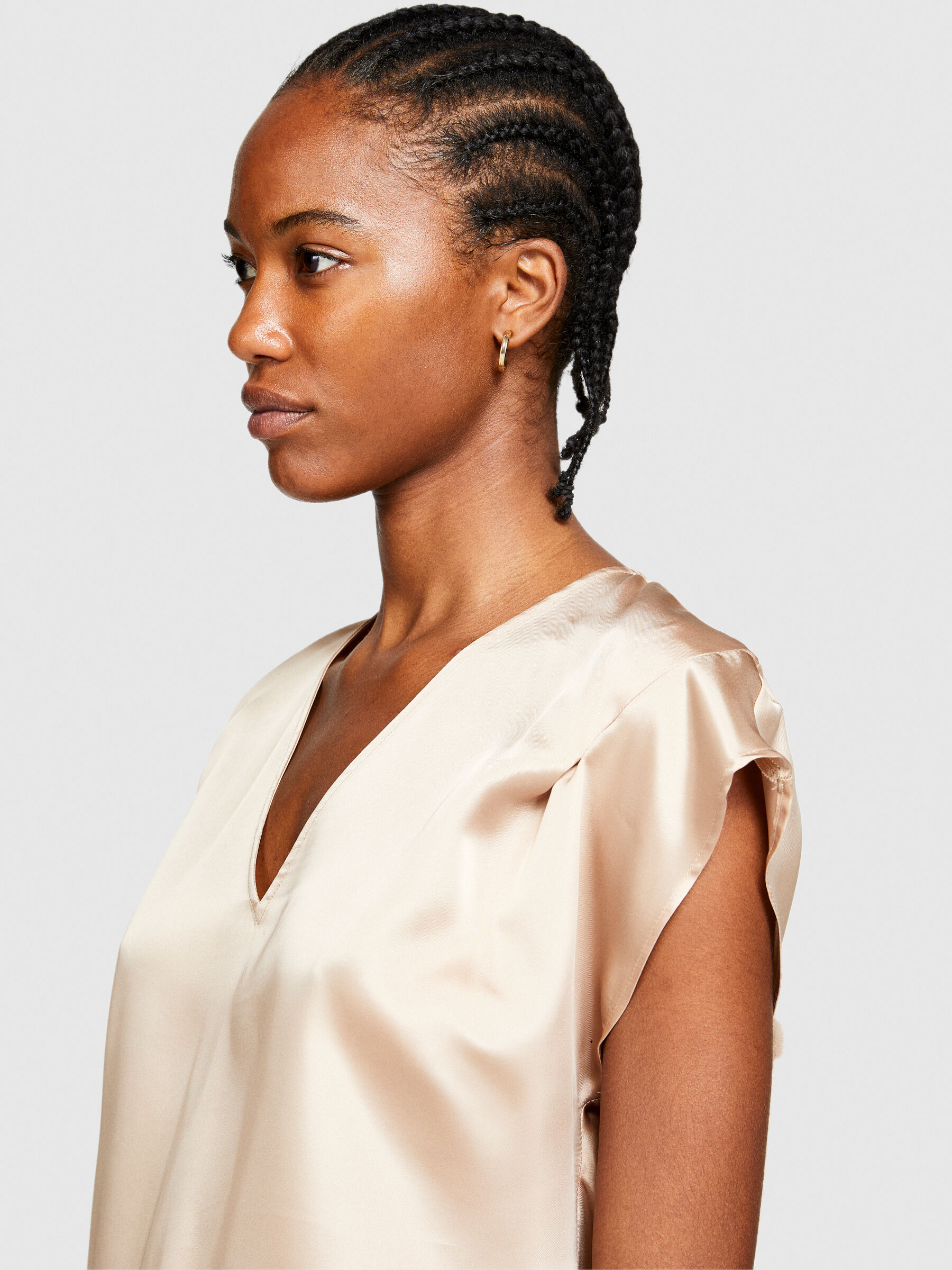 Gold satin hot sale blouse womens