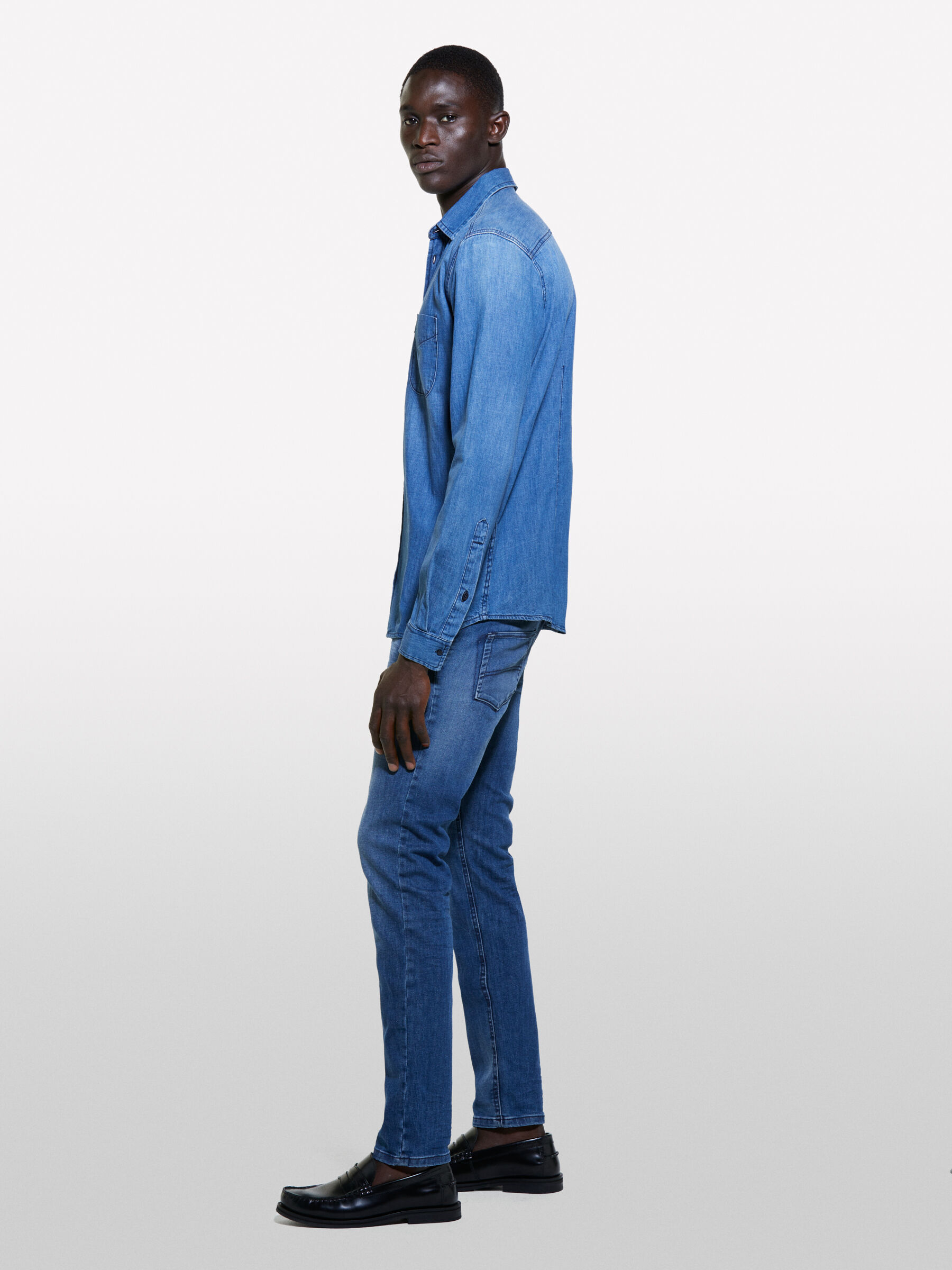 Blue regular fit denim shirt Blue Sisley