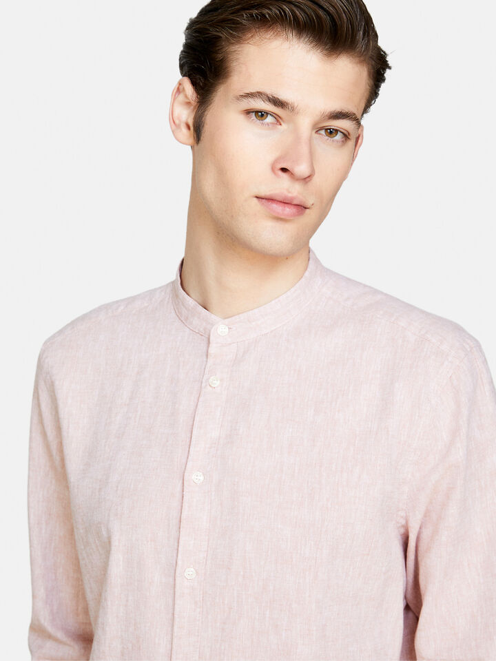 Mandarin collar shirt, Pink - Sisley