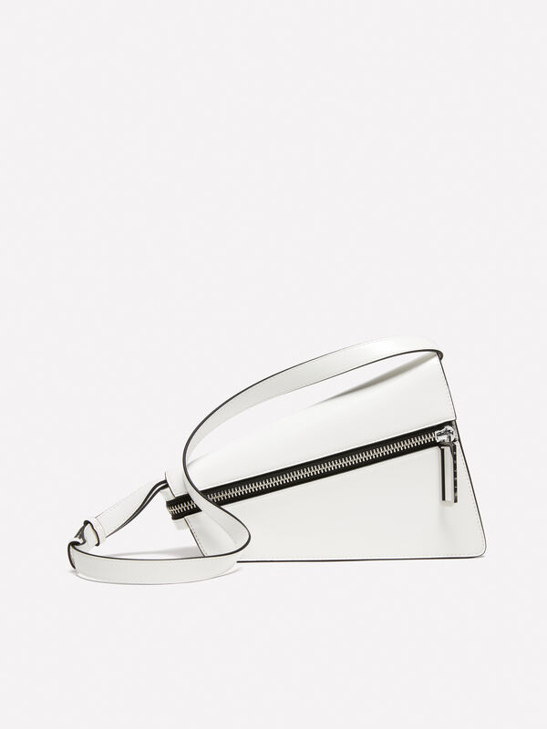 White asymmetric bag with shoulder strap  - women's shoulder and crossbody bags | Sisley