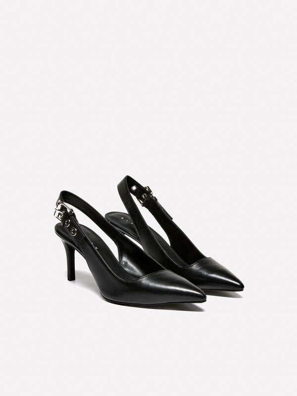 Leather pumps with buckle - women's heels | Sisley