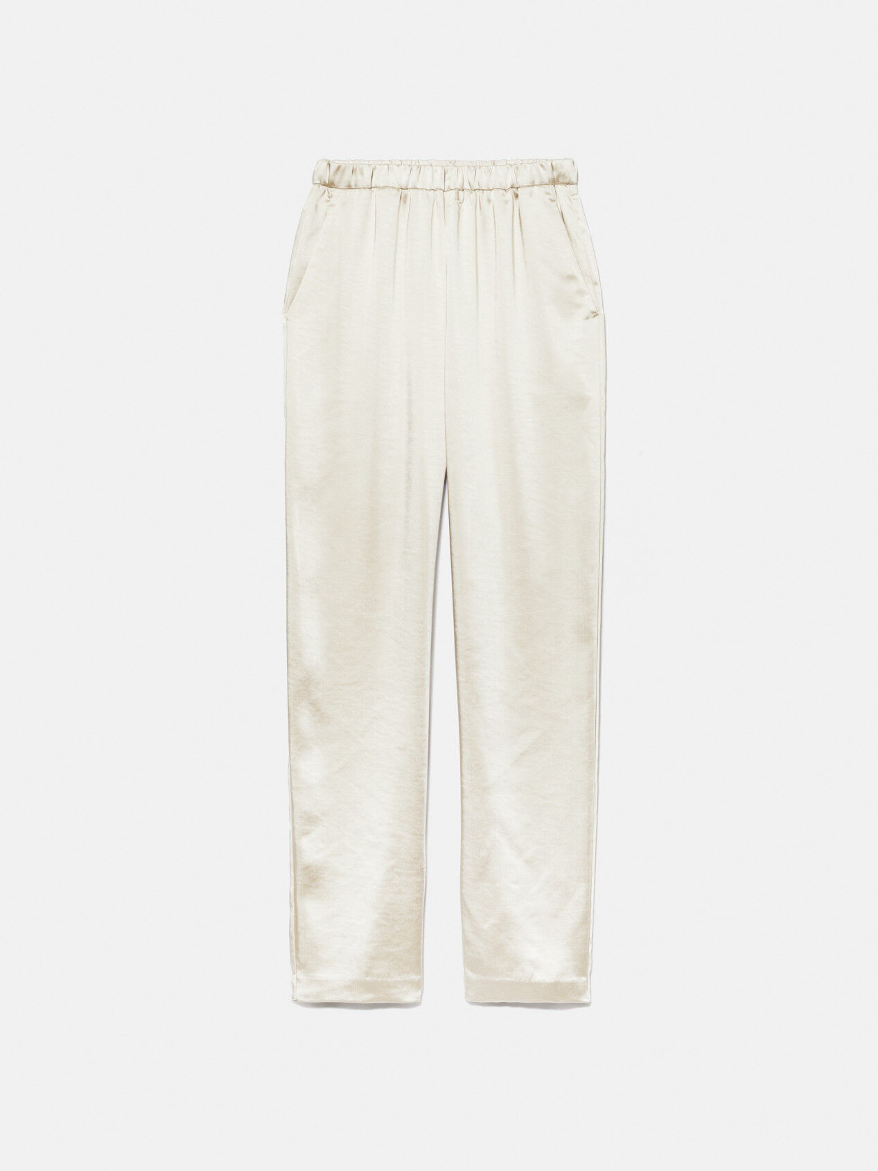 Joggers in satin Creamy White Sisley