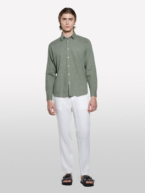 White 100% linen joggers - men's joggers | Sisley