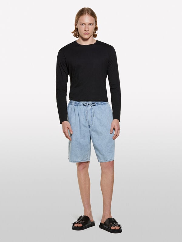 Black slim fit long sleeve t-shirt - men's long sleeve t-shirts | Sisley