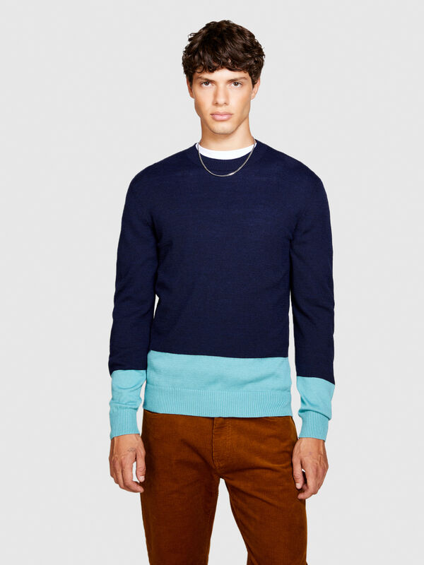 Color block sweater - men's crew neck sweaters | Sisley