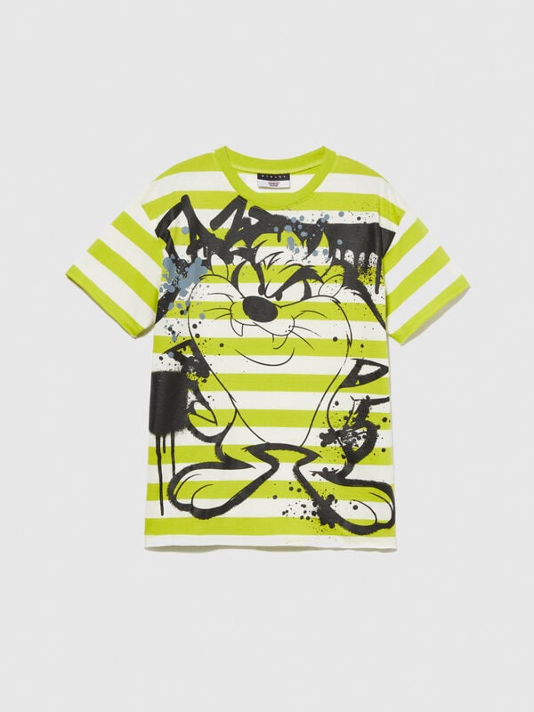 Striped t-shirt with ©Looney Tunes print - boys' short sleeve t-shirts | Sisley Young
