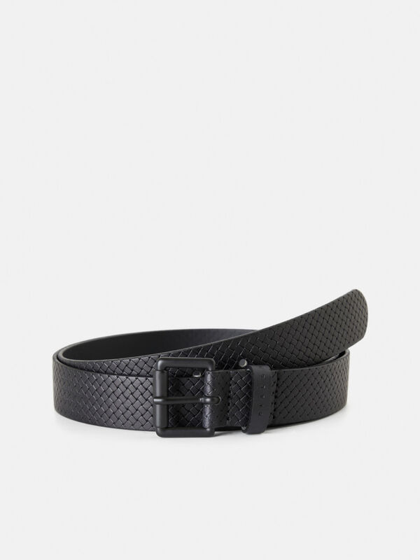 Woven belt in leather Men