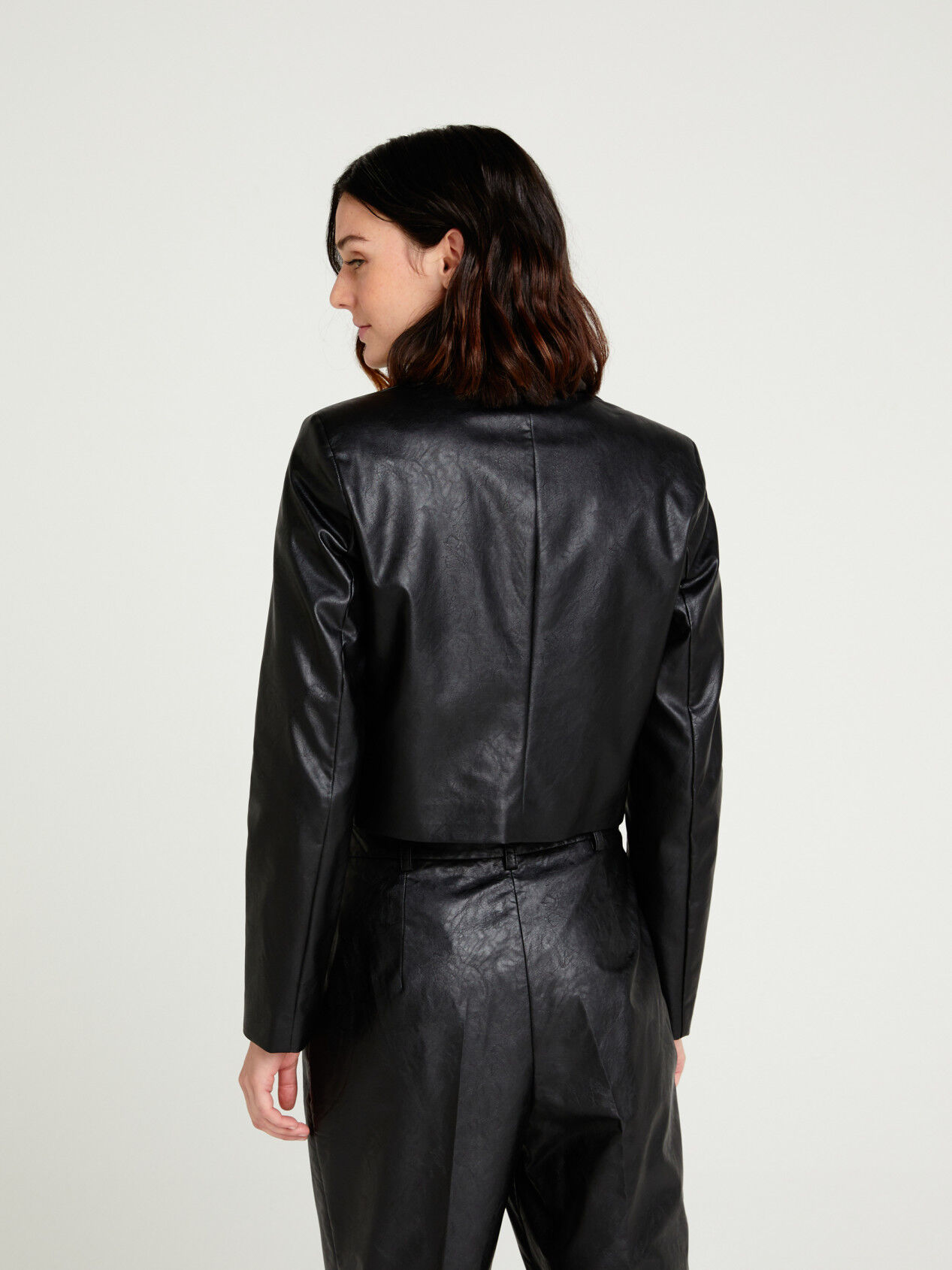 black satin cropped jacket