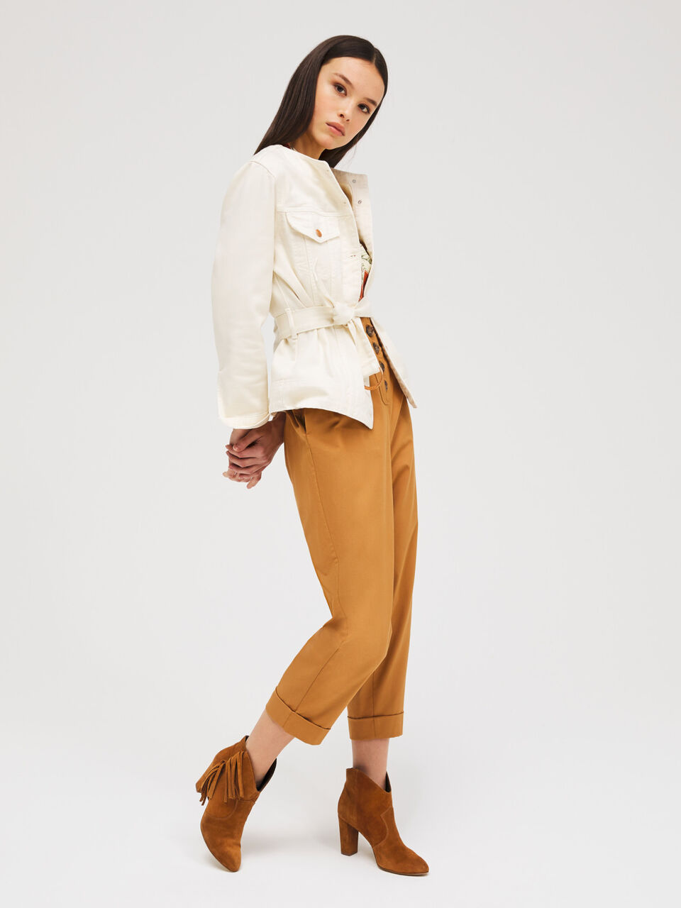 Denim jacket with belt