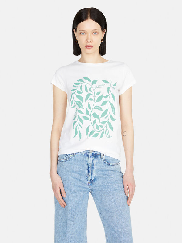 Crew neck t-shirt with print - women's short sleeve t-shirts | Sisley
