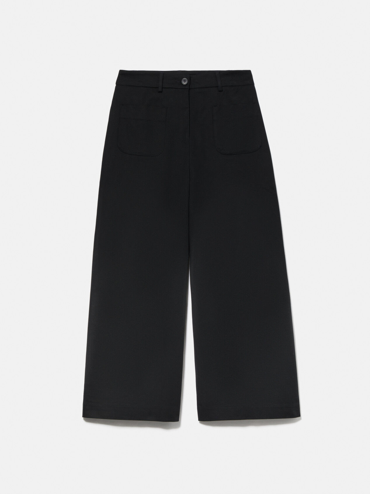 Black cotton cropped shop trousers