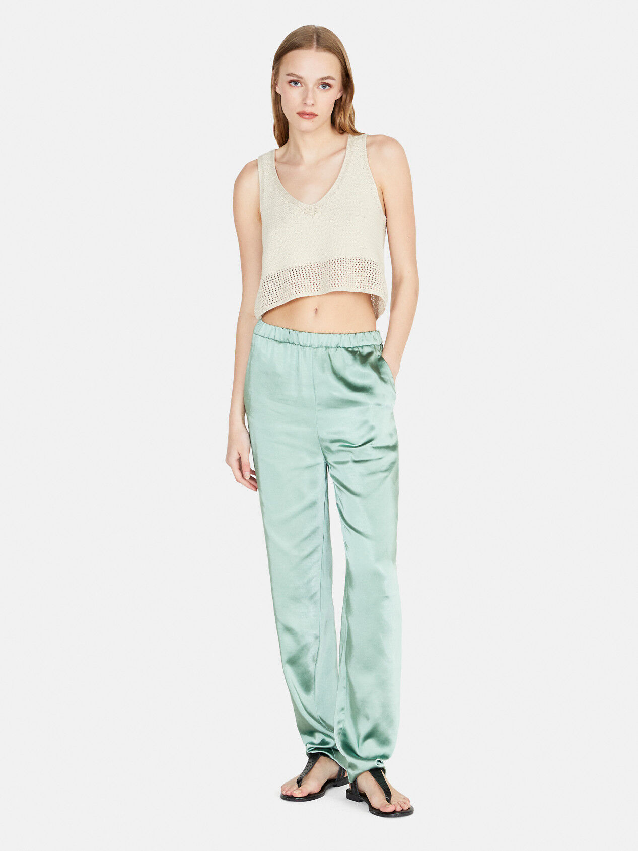 Green 2025 satin joggers