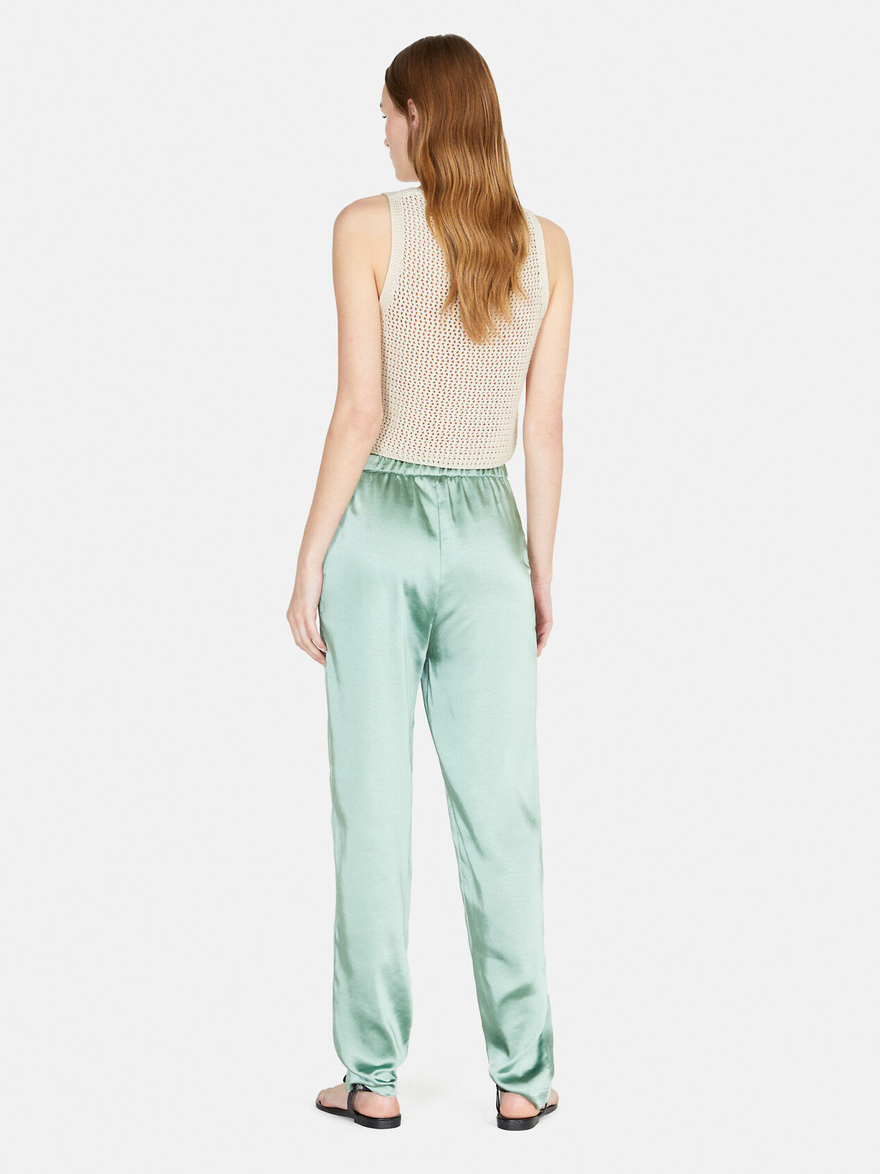Joggers in satin Light Green Sisley