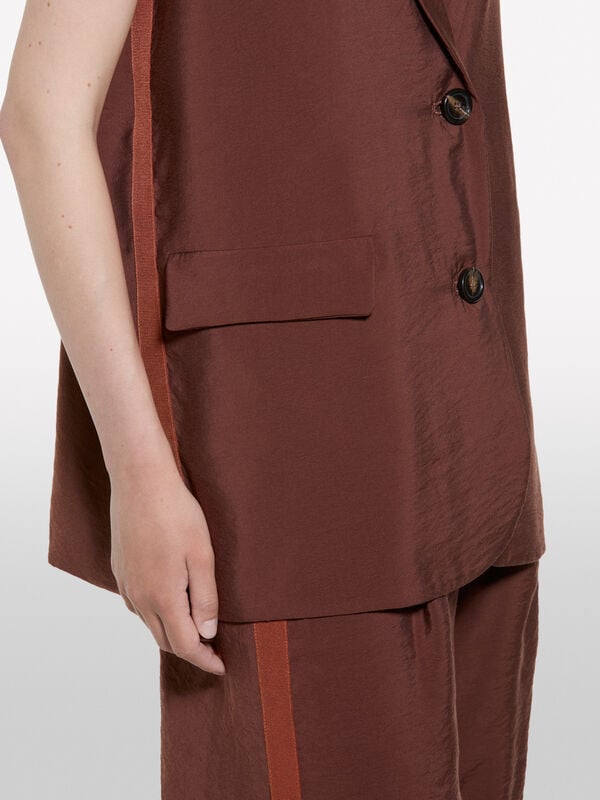 Dark brown vest with crinkle look - women's vests and sleeveless jackets | Sisley