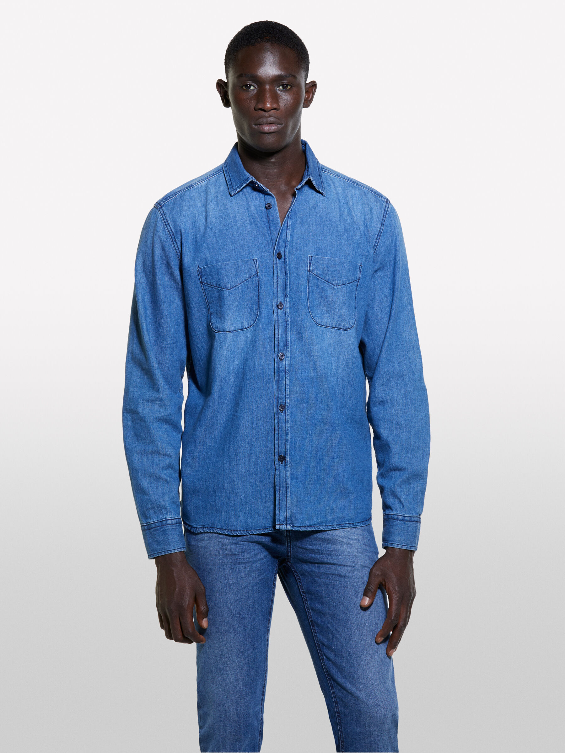 Denim shirt blue cheap