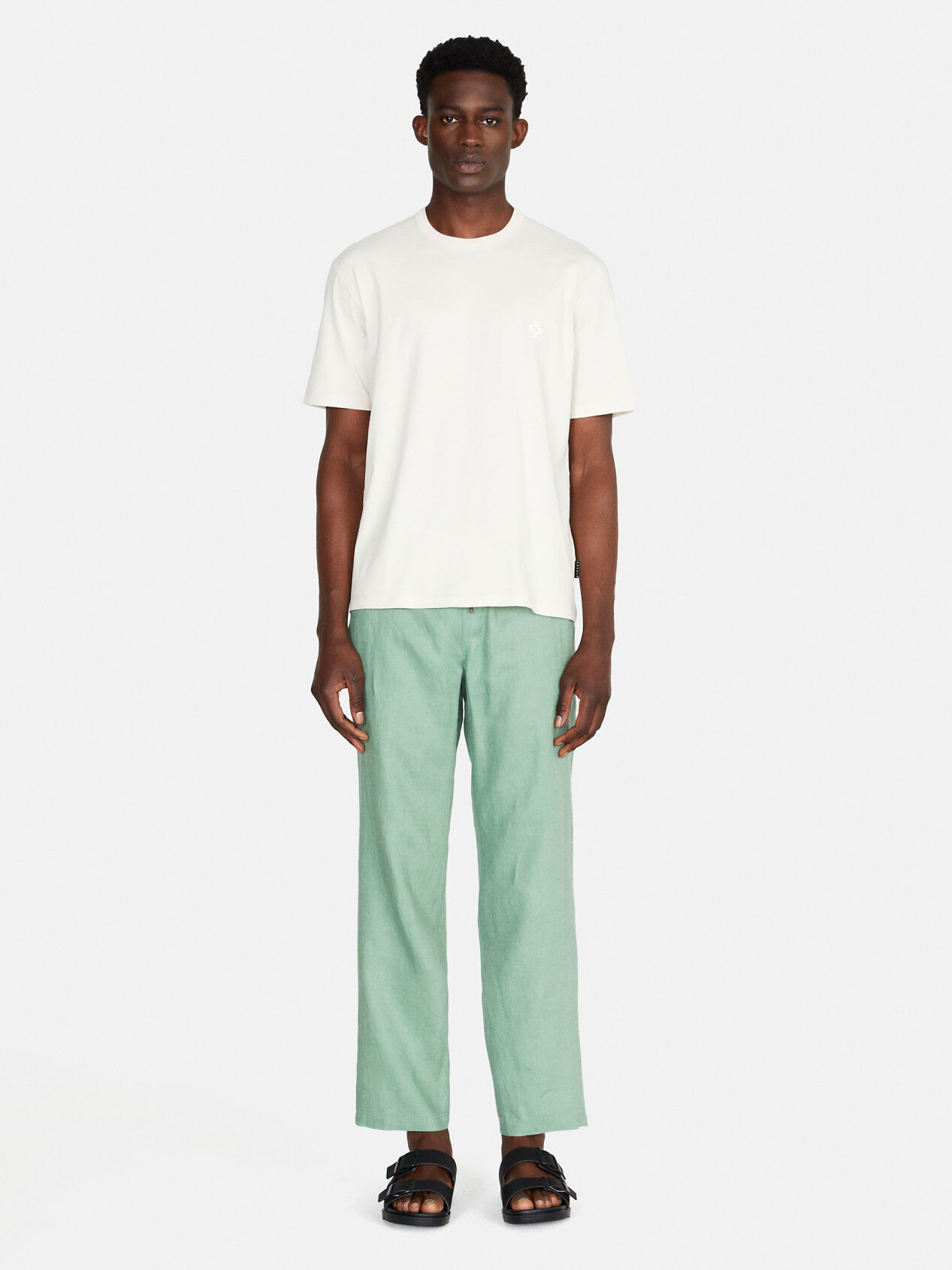 Green linen joggers store