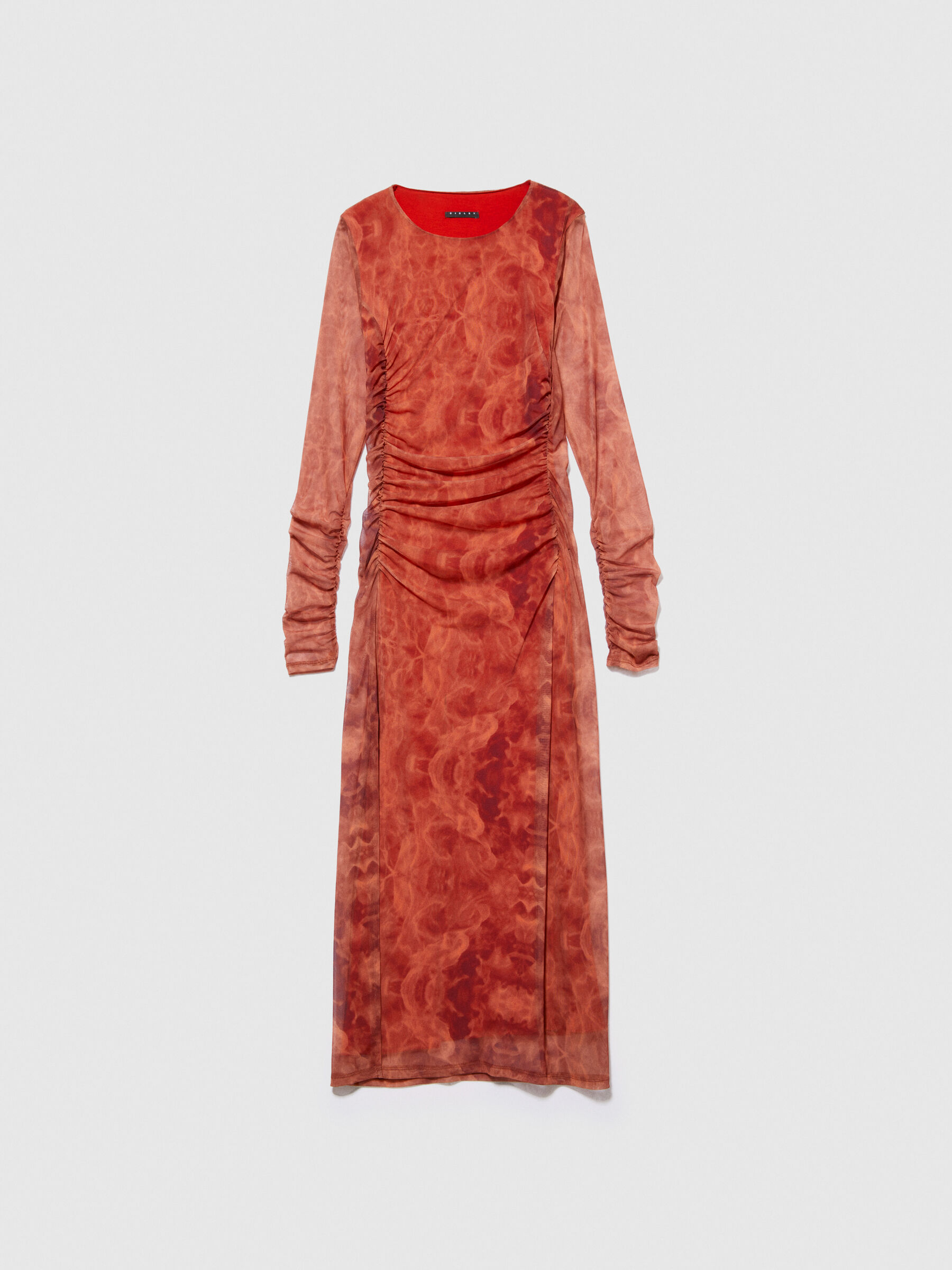 Tulle dress with rouching Orange Sisley