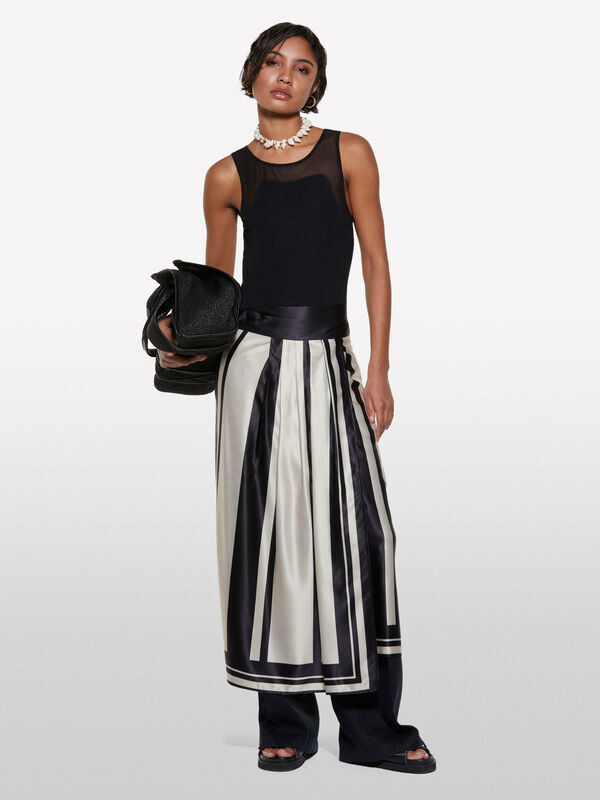 Black tank top with tulle - women's tops | Sisley