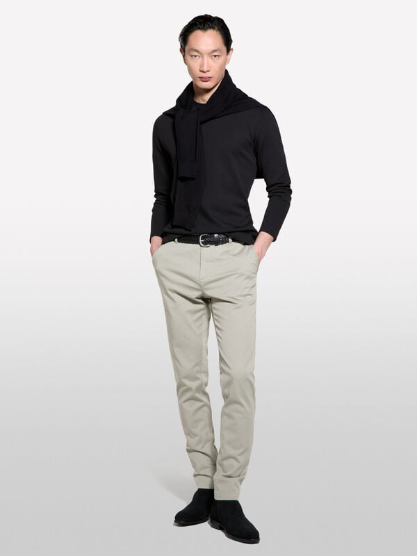 Dove gray slim fit trousers - men's chino trousers | Sisley
