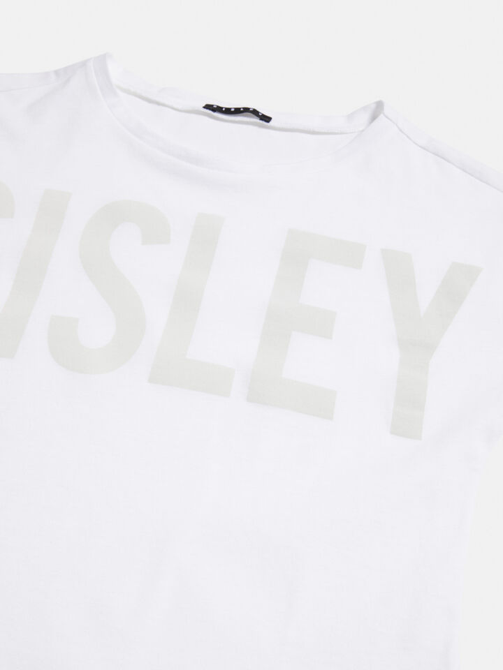 T-shirt with logo, White - Sisley