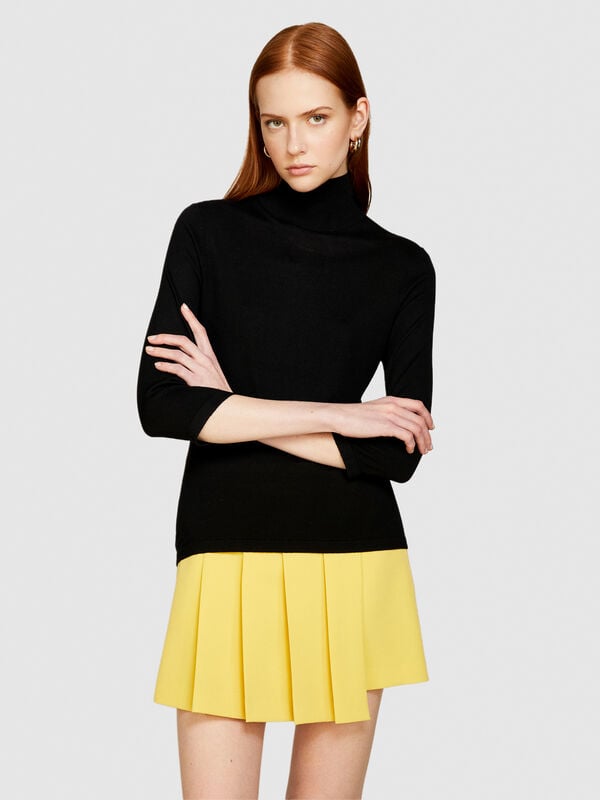 Turtleneck in silk blend - women's high neck sweaters | Sisley