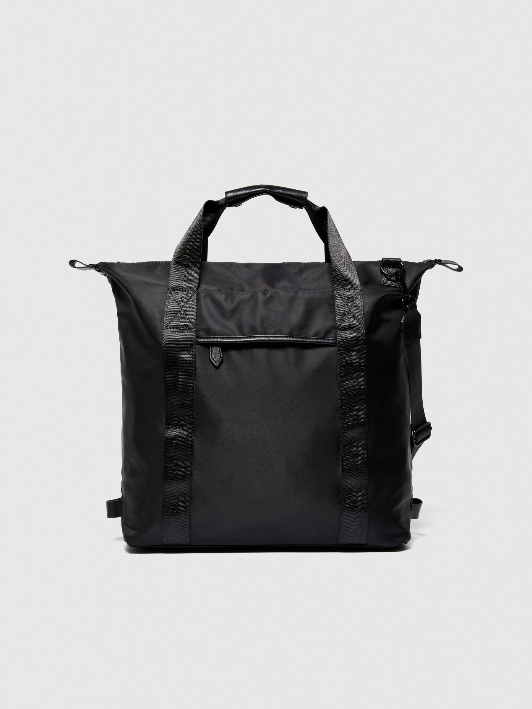 Black tote bag with shoulder strap outlet