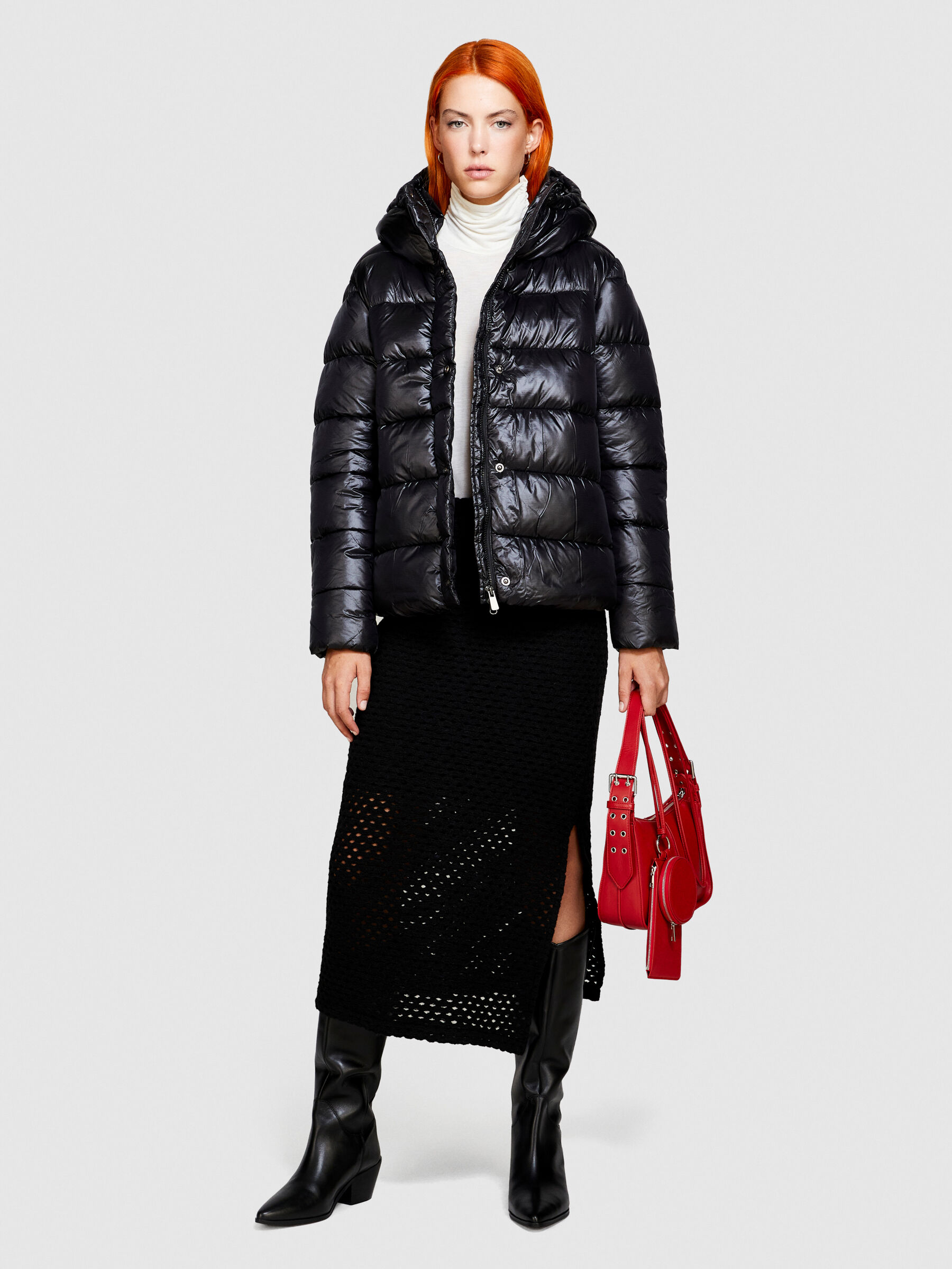 Shiny padded jacket Black Sisley