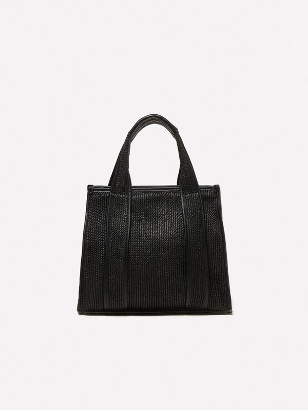 Black straw look shopper - women's tote bags | Sisley