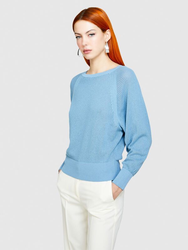 T-shirt with batwing sleeves - women's crew neck sweaters | Sisley