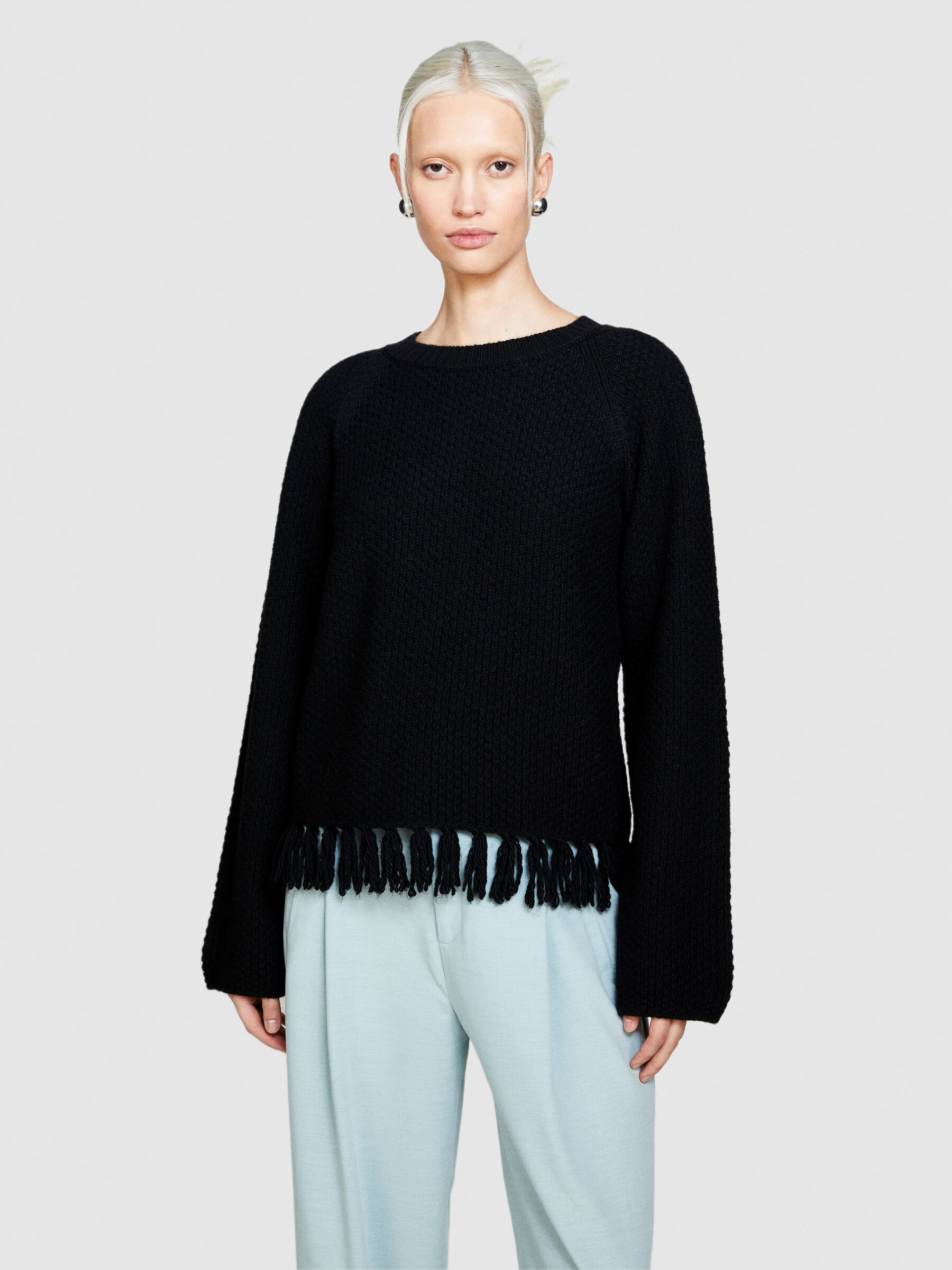 Fringe sale black sweater