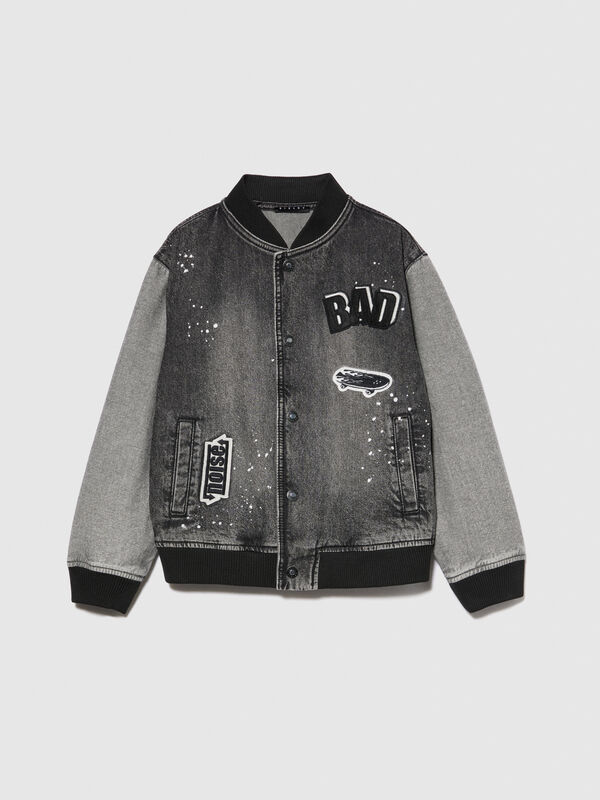Denim bomber jacket with spray look - boys' outerwear | Sisley Young