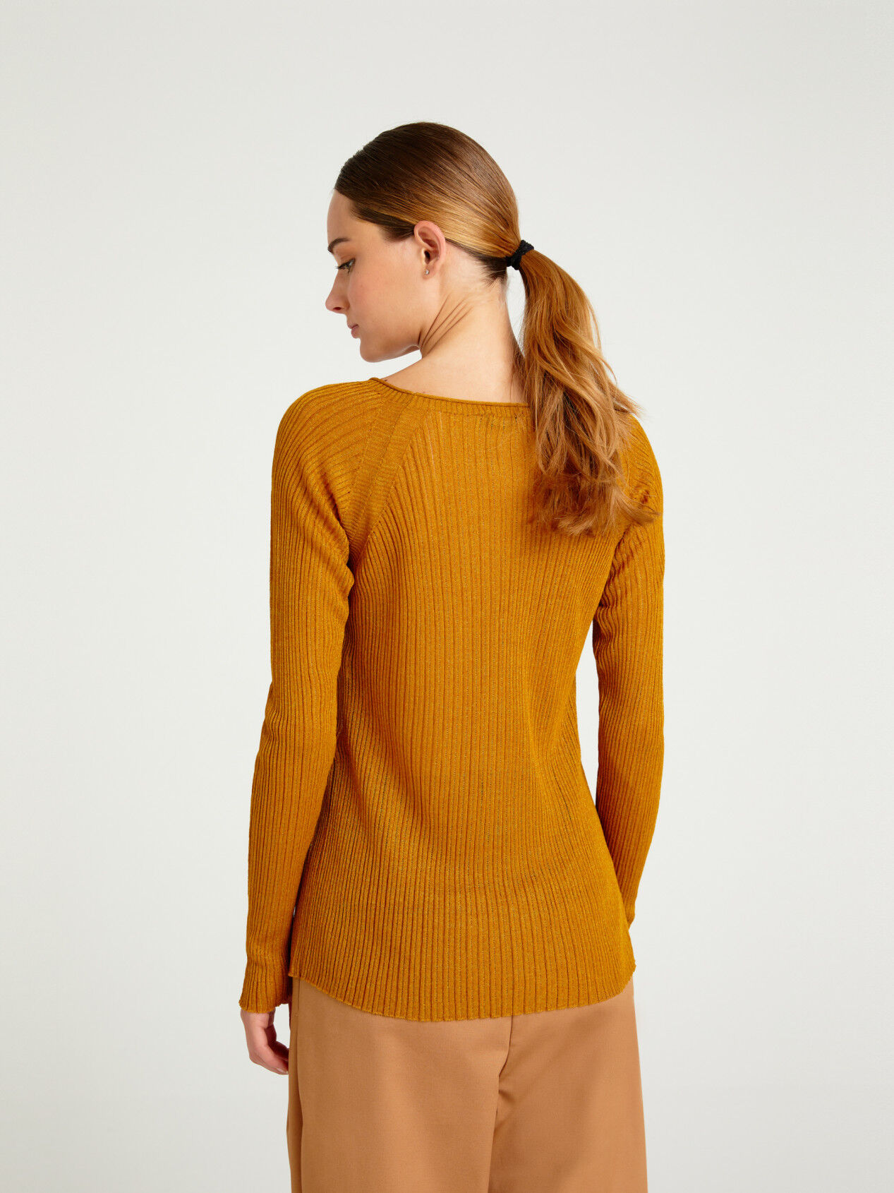 yellow ribbed sweater