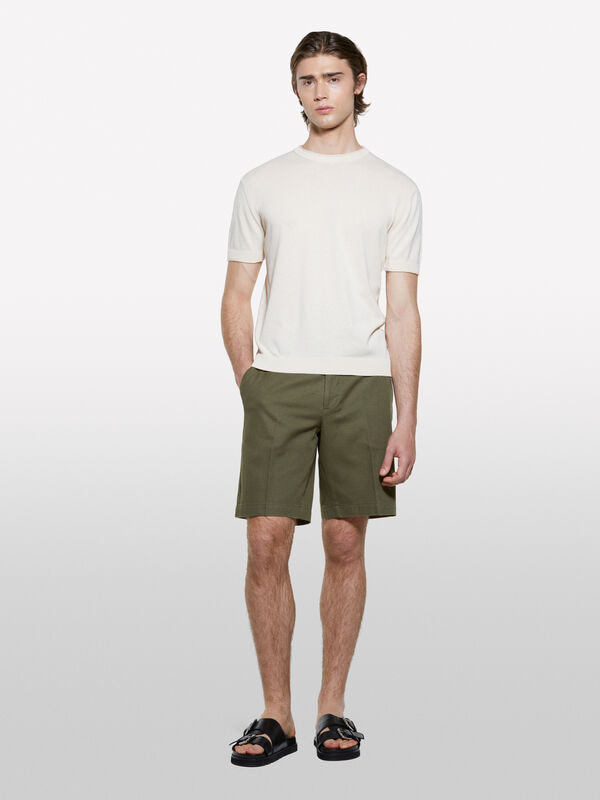Military green regular fit bermudas - men's shorts | Sisley
