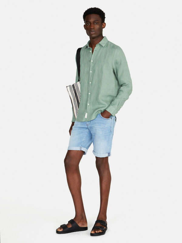 Slim fit denim bermudas - men's shorts | Sisley