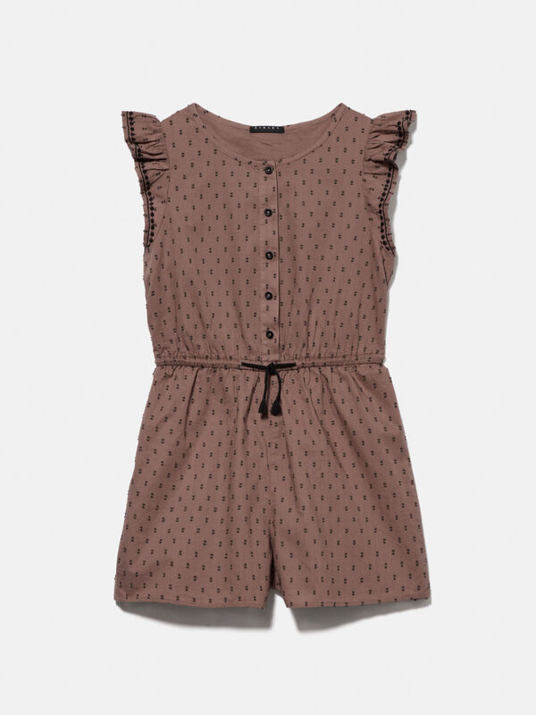 Short jumpsuit with embroidery and ruffles - girls' dungarees and jumpsuits | Sisley Young