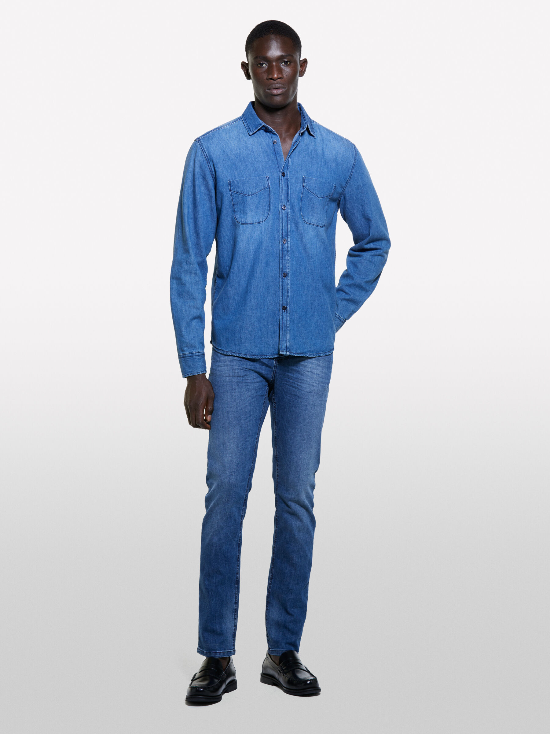 Blue regular fit denim shirt Blue Sisley