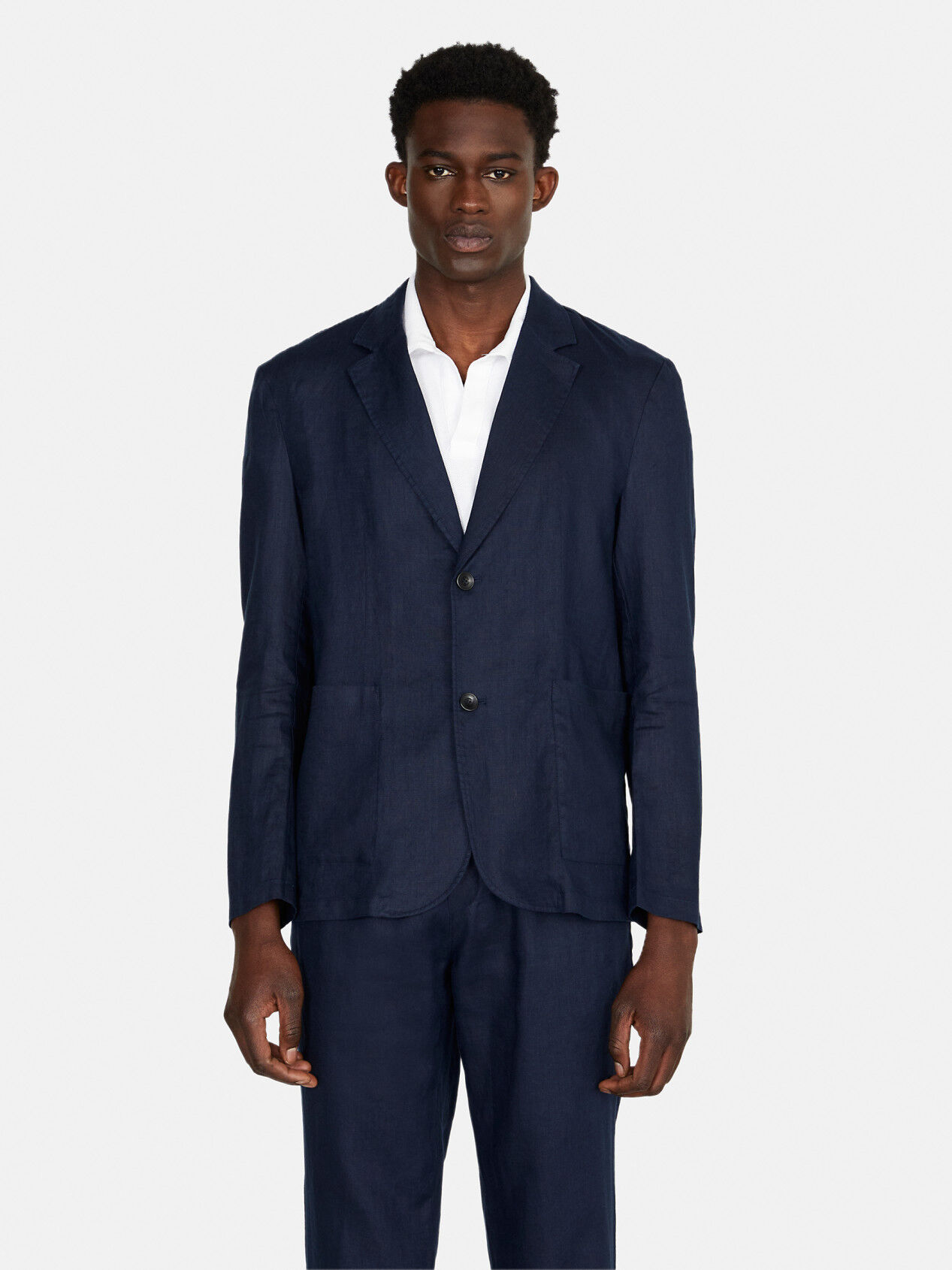 Relaxed fit 100 linen jacket Dark Blue Sisley