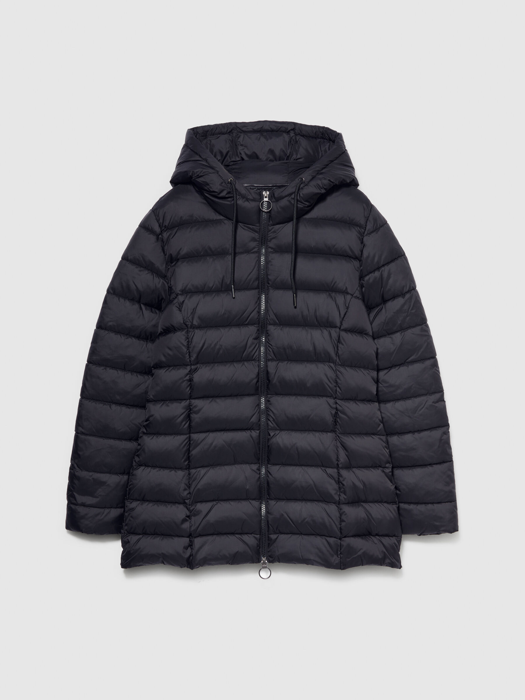 Black midi puffer hotsell coat with hood