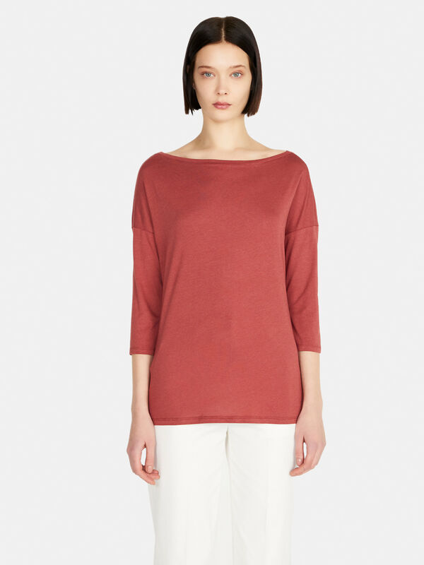 T-shirt with 3/4 sleeves - women's long sleeve t-shirts | Sisley