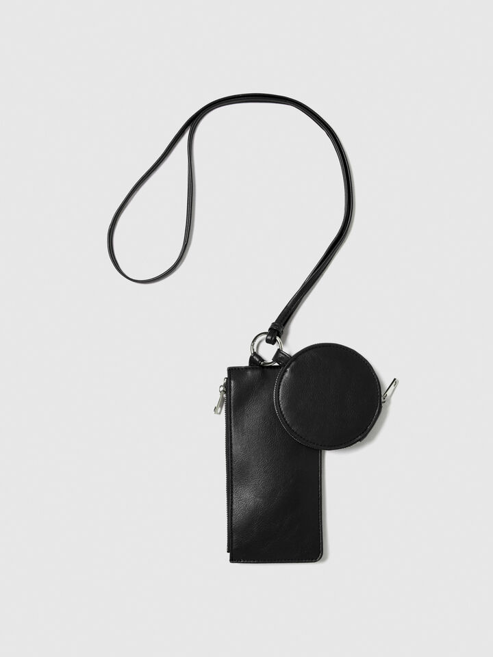 Cell phone holder with coin purse, Black - Sisley