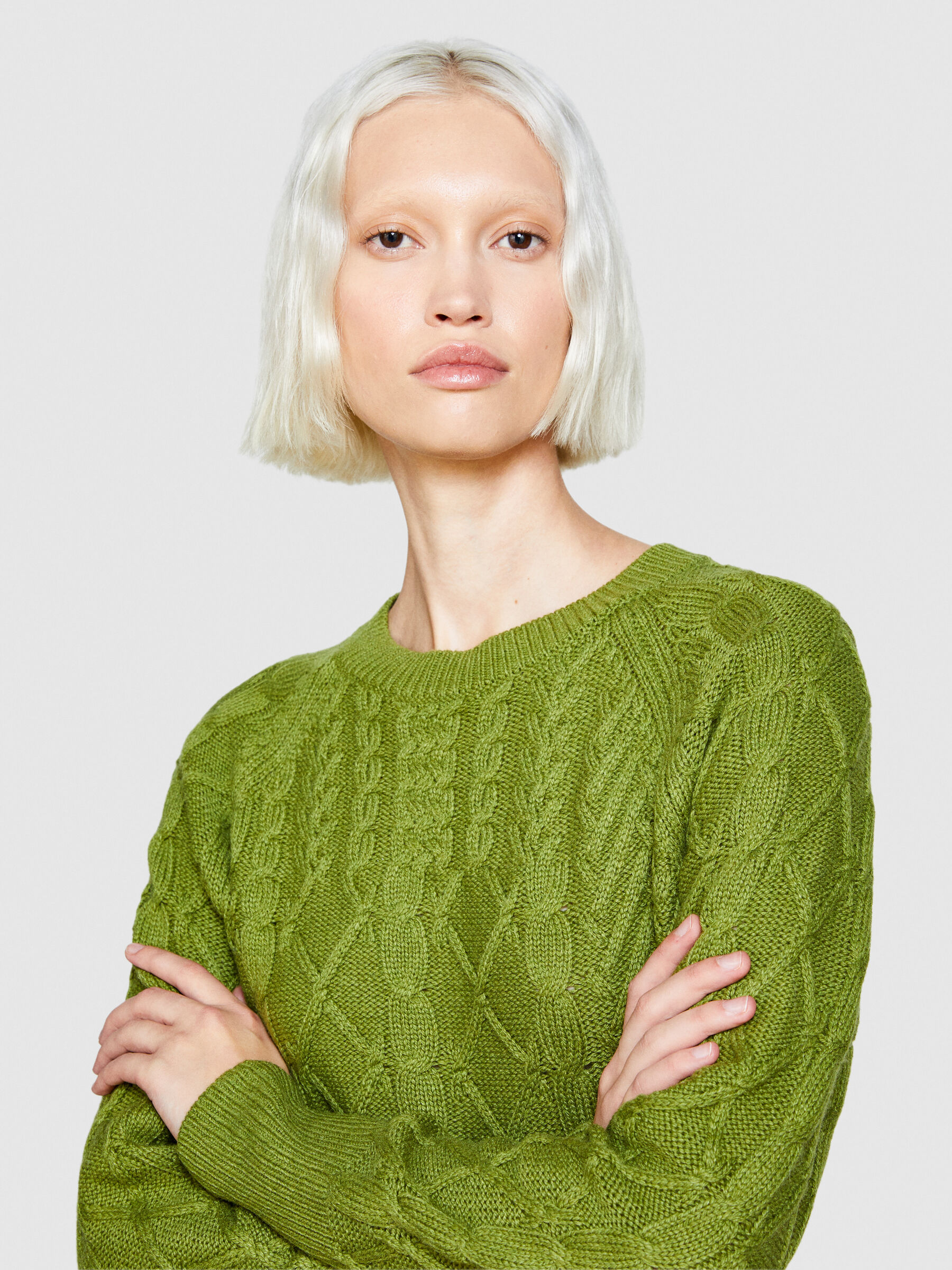 Green cable hot sale knit jumper womens