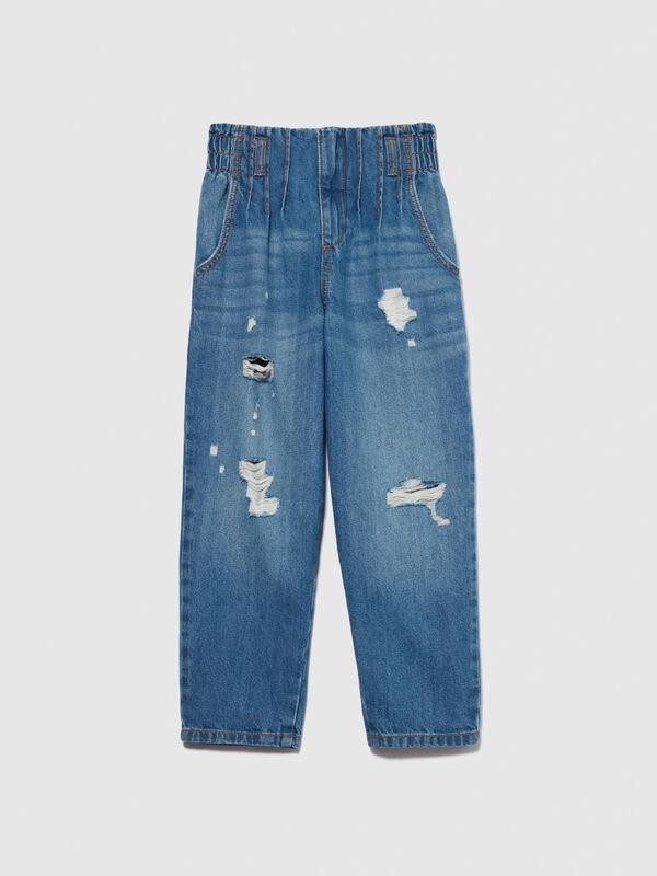 High-waisted jeans with tears - girls' jeans | Sisley Young