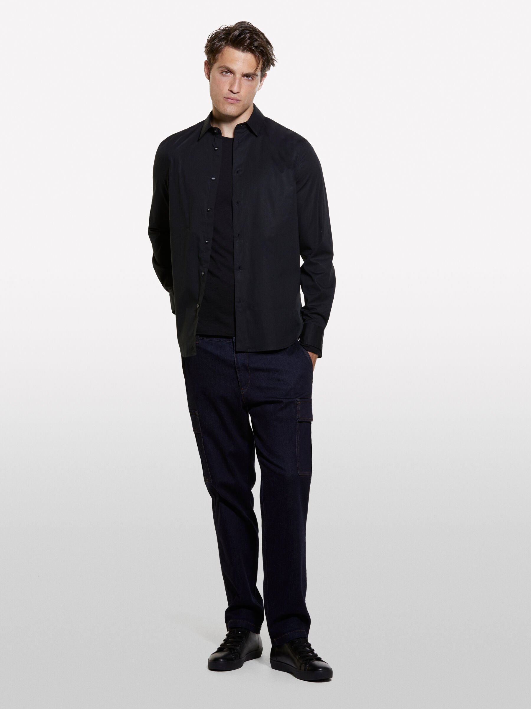 Black slim fit shirt online cheap