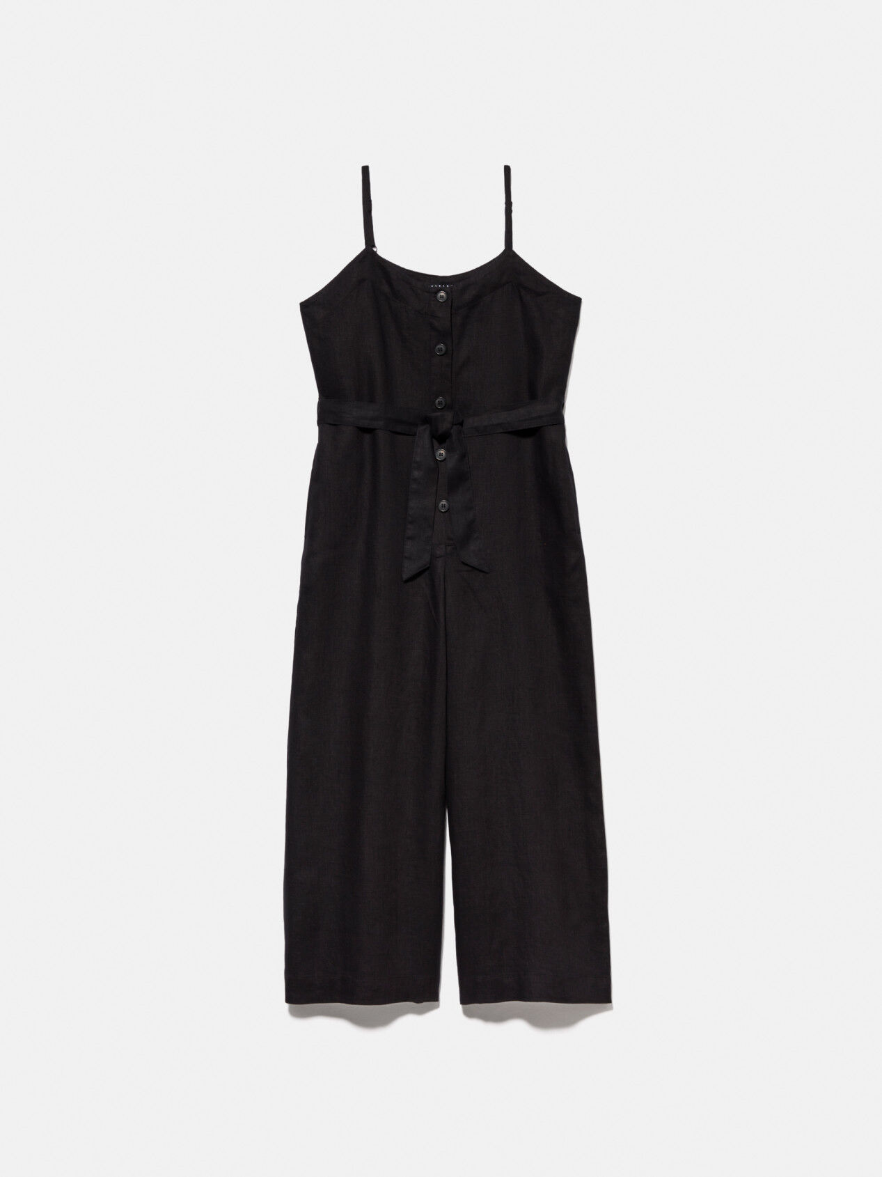 Black linen best sale cropped jumpsuit